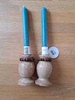 kandelaars, hout. kaarsen, Bruin, Nieuw, Ophalen of Verzenden, Hout