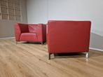 2x Montel Parker Fauteuils - Rood - Leder - Design -Topstaat, Voltastraat 21, Barneveld, 75 tot 100 cm, Ophalen of Verzenden, 75 tot 100 cm