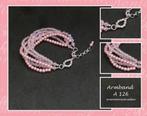 Bruidssieraden armband  A126 in zachtroze met mooi strass, Nieuw, Ophalen of Verzenden, Roze, Accessoires