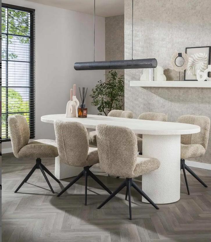 Eettafel Ovaal Beton Ciré Look 215x90x77, Huis en Inrichting, Tafels | Eettafels, Zo goed als nieuw, 50 tot 100 cm, 200 cm of meer