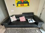 Lederen zwarte bank, Ophalen, Gebruikt, Tweepersoons, Leer