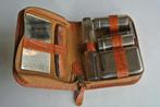 RETRO Leren reis scheer etui voor heren, jaren 40 Compleet, Antiek en Kunst, Ophalen of Verzenden