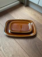 3x vintage schalenset bruin serveerschaal schalen, Ophalen of Verzenden