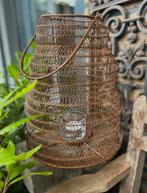 Groot visnet windlicht roest sober landelijk, Ophalen of Verzenden