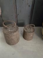 Twee oude ijzeren gewichten 1 & 2 kg voor oude weegschaal, Antiek en Kunst, Ophalen of Verzenden