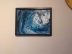 Schilderij op lijst blue waves 30x40 cm, Antiek en Kunst, Kunst | Schilderijen | Abstract, Ophalen of Verzenden
