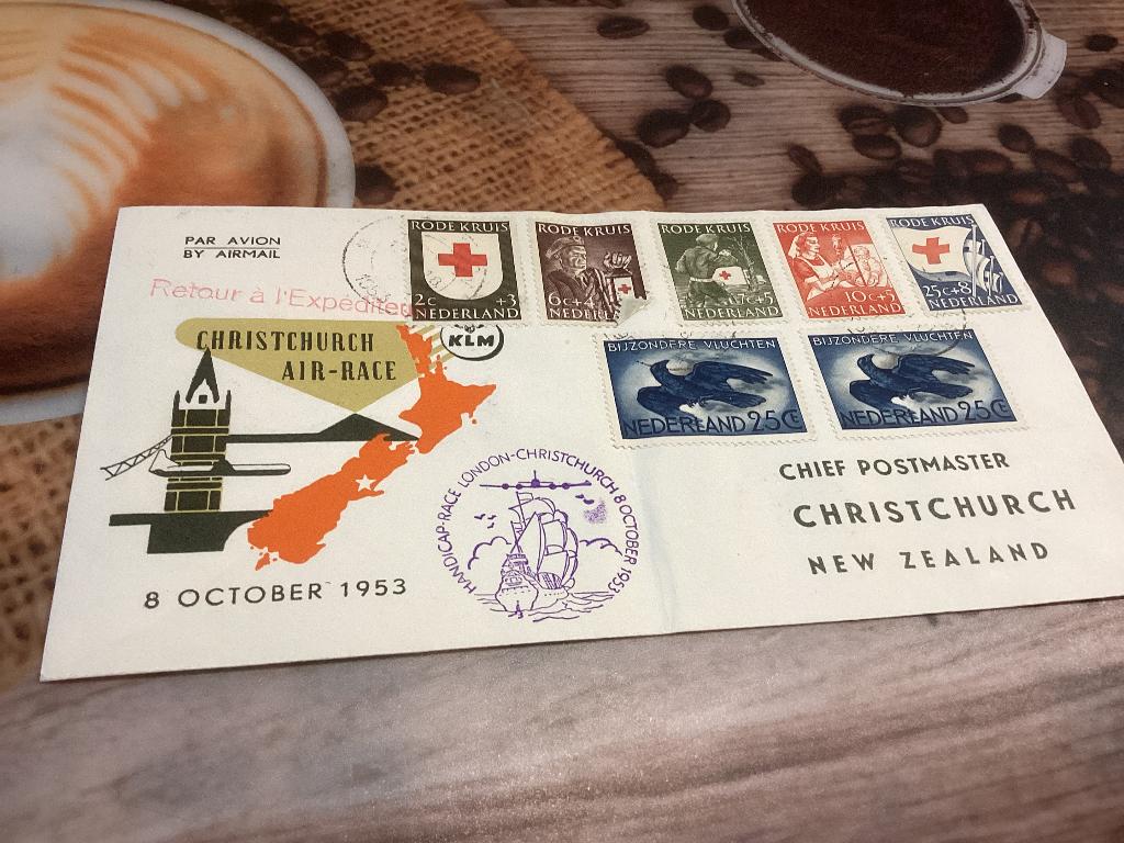 No9386 KLM Christchurch 8-10-1953 Heb ook van Nederland, Postzegels en Munten, Ophalen, Onbeschreven, Nederland