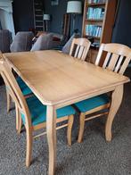 Eetkamertafel en stoelen 4stuks, eiken, Ophalen, Gebruikt