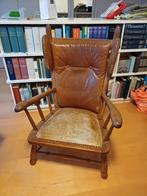 vintage oor fauteuil eiken frame leren bekleding, Ophalen, Gebruikt, Minder dan 75 cm, Leer