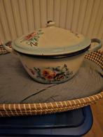 Vintage Emaille Pan met Bloemen, Antiek en Kunst, Antiek | Emaille, Ophalen of Verzenden