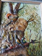 Fazanten in reliëf lijstje., Antiek en Kunst, Curiosa en Brocante, Ophalen of Verzenden