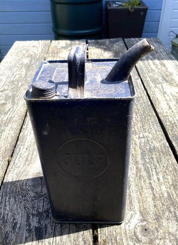 Oud Olieblik Gulf 1949 - vintage oldtimer petroleum brocante beschikbaar voor biedingen