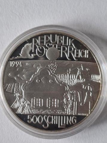 Zilveren 500 Shilling 1994 Oostenrijk Pannonian Basin. PROOF beschikbaar voor biedingen