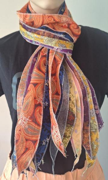 Silk Route nieuwe dunne multicolor zijden sjaal, 175x19 cm  beschikbaar voor biedingen
