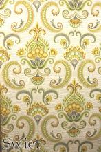 5995 Vintage barok wallpaper groen geel seventies Swiet, Huis en Inrichting, Verzenden, Minder dan 10 m², Beige