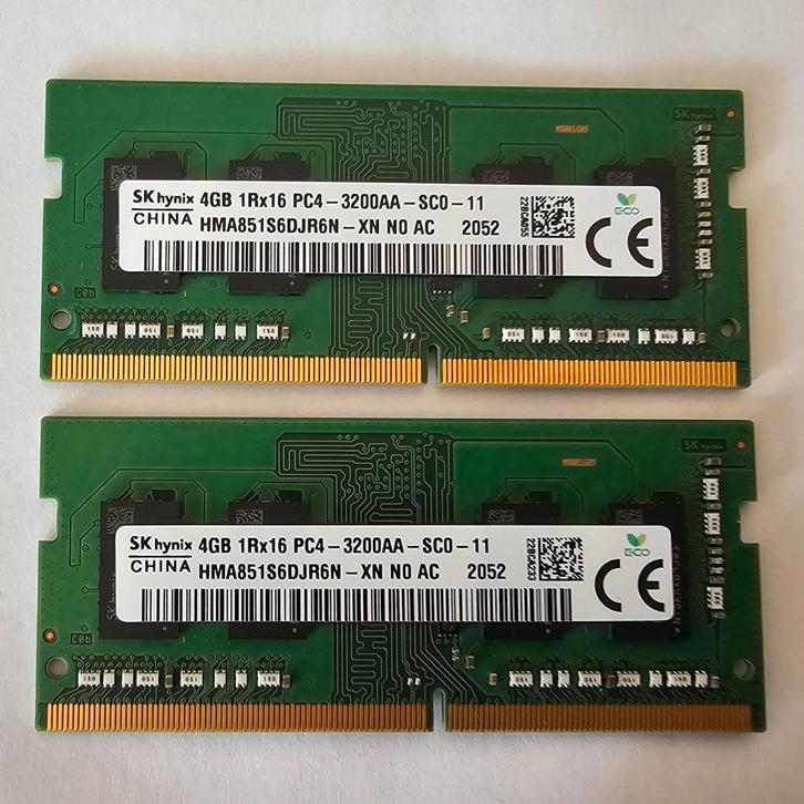 4x 4GB DDR4 RAM PC4-3200AA SODIMM geheugen, Computers en Software, RAM geheugen, Gebruikt, Laptop, 4 GB, DDR4, Ophalen of Verzenden