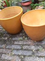 2 grote geglazuurde bloempotten, Tuin en Terras, Bloempotten, Ophalen, Rond, Zo goed als nieuw, Minder dan 25 cm
