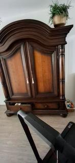 Massief eiken patine houten kast met deuren en lades, Ophalen, Met deur(en), 200 cm of meer, 150 tot 200 cm