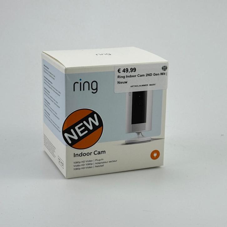 Ring Indoor Cam 2ND Gen Wit | Nieuw, Audio, Tv en Foto, Videobewaking, Zo goed als nieuw
