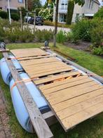 zelfgemaakt vlot met roeispanen als je vragen hebt stel ze, Watersport en Boten, Peddels, Ophalen, Zo goed als nieuw, Enkelbladige peddel