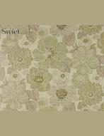 4351 Vintage bloemenbehang 70s grafisch in groen swiet, Ophalen of Verzenden, 75 m² of meer, Bruin