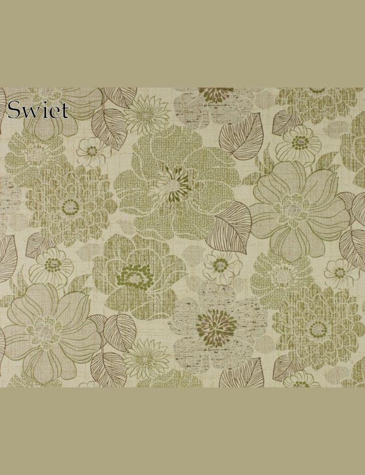 4351 Vintage bloemenbehang 70s grafisch in groen swiet, Huis en Inrichting, Stoffering | Behang, Bruin, 75 m² of meer, Ophalen of Verzenden
