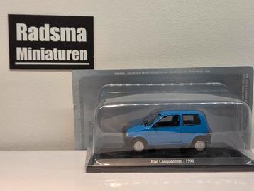 Fiat Cinquecento 1991 - Smurfblauw - 1:43 Norev hachette beschikbaar voor biedingen
