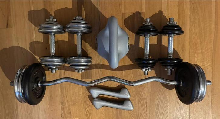 Kettler Halterset Compleet met Kettlebell, Sport en Fitness, Fitnessmaterialen, Gebruikt, Halterset, Armen, Ophalen