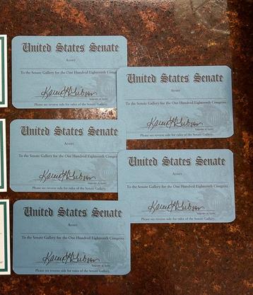 United States SENATE Capitool kaartjes Tickets 10 stuks! beschikbaar voor biedingen
