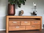 Teak dressoir met 5 lades en open vak- onbehandeld, massief, Huis en Inrichting, Ophalen, Gebruikt, 150 tot 200 cm, Teakhout