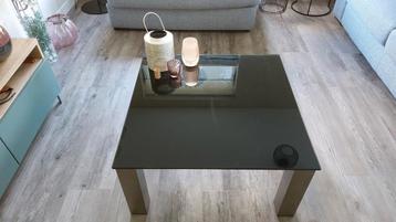 Salontafel met glazen blad 80x80 cm