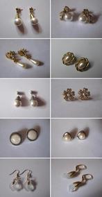 Vintage oorbellen / faux parel hangers opaak bloem etc, Ophalen, Zo goed als nieuw, Goud, Overige materialen