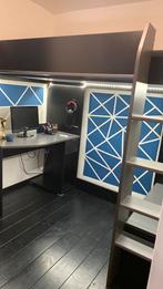 Gaming hoogslaper met bureau matras en led verlichting, Ophalen, Eenpersoons, Zo goed als nieuw, 200 cm