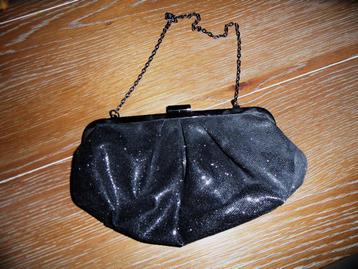 Donkergrijs/zwart avondtasje met glitters beschikbaar voor biedingen