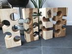 Suar boomstam hout wijnrek voor 5 flessen, Huis en Inrichting, Woonaccessoires | Wijnrekken, Verburgt Vintage, Nieuw, Ophalen of Verzenden