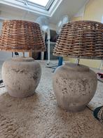 2x Lamp Betonvoet Rotan Kap - 55cm Hoog, Overige materialen, Gebruikt, Bohemian, Ophalen of Verzenden
