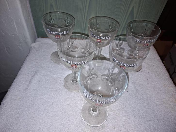 6 oude kristallen Westmalle glazen, jaren 1970-80, Verzamelen, Biermerken, Nieuw, Glas of Glazen, Overige merken, Ophalen of Verzenden