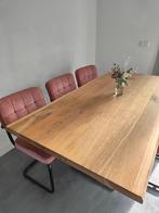 Eettafel  Boomstamtafel  Eikenhout  Vpoot V-poot industrieel, Huis en Inrichting, Tafels | Eettafels, Ophalen, Gebruikt, Industrieel Modern Stoer