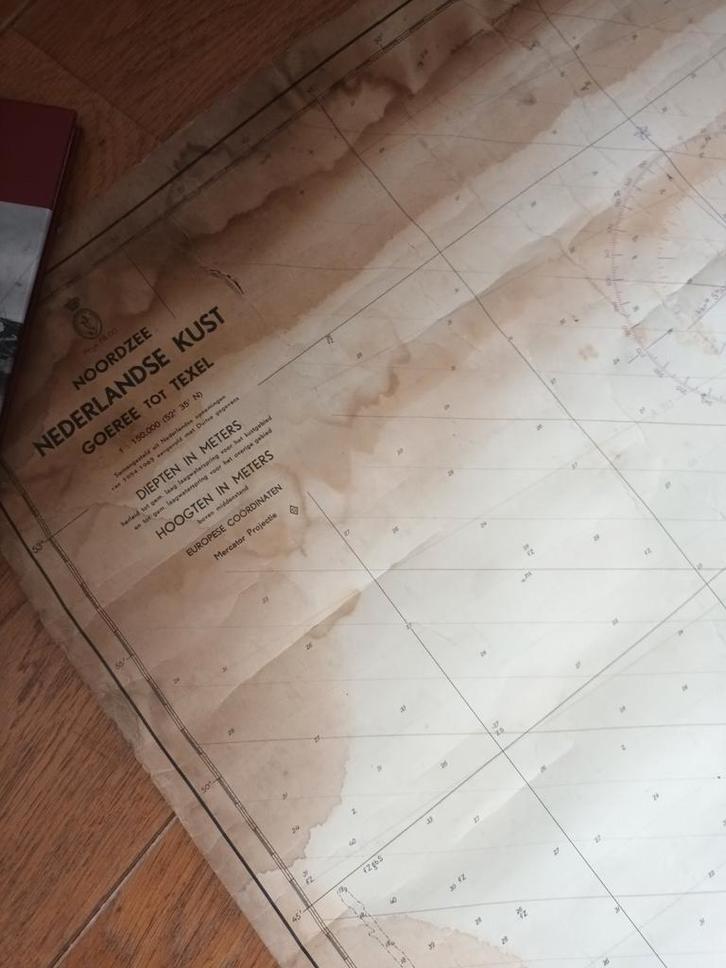 Oude Zeekaart Noordzee - Goeree tot Texel, Boeken, Atlassen en Landkaarten, Gelezen, Landkaart, Nederland, 1800 tot 2000, Ophalen of Verzenden