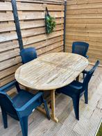 Tuintafel inclusief stoelen, Tuin en Terras, Tuintafels, Gebruikt, Hout, Ophalen, Ovaal