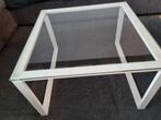 Mooie glazen eet tafel en glazen salontafel in goede staat., Ophalen of Verzenden, Gebruikt, Rechthoekig, Minder dan 50 cm