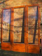 328hx220br Hoge 3dlg. deur met bovenlicht, facetgesl. glas, Antiek en Kunst, Ophalen