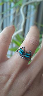 Vintage Navajo zilveren ring met turqoise, maat 16., Sieraden, Tassen en Uiterlijk, Ophalen of Verzenden, Dame, Zilver, Zilver