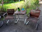 Tuin setjes (2 tafeltjes en 4 stoeltjes), Tuin en Terras, Ophalen, Gebruikt, Vierkant, Hout