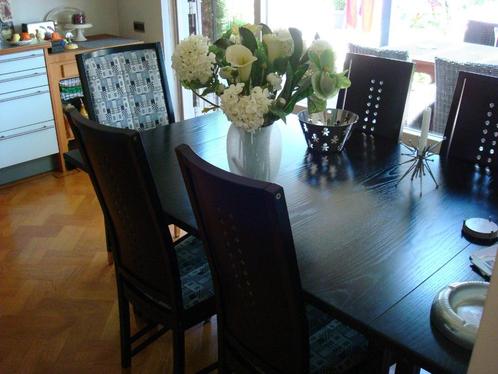 Thonet design eethoek met 2 extra bladen zwart en 6 stoelen, Huis en Inrichting, Complete eetkamers, Zo goed als nieuw, 4 tot 6 stoelen