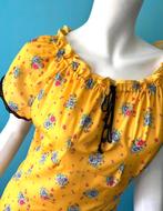 Vintage jaren 70 jurk geel/bloemetjes maat 36, Kleding | Dames, Jurken, Verzenden, Geel, Vintage, Knielengte