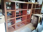 Moderne open vitrinekast, bamboe hout met glasplaten, Ophalen, Met plank(en), Gebruikt, 150 tot 200 cm