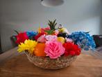 hoed met bloemen/ fruit incl. paarse lampjes, Ophalen, Zo goed als nieuw, Carnaval