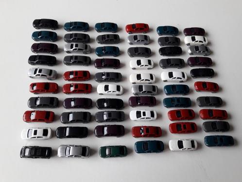 Simpele modelauto's N schaal 60 stuks, Hobby en Vrije tijd, Modeltreinen | N-Spoor, Zo goed als nieuw, Overige typen, Gelijkstroom of Wisselstroom
