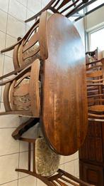Eettafel vol eiken, met 6 stoelen, Ophalen, Gebruikt, Eikenhout, 50 tot 100 cm
